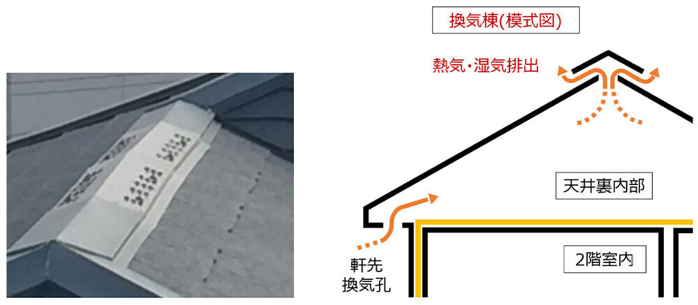 換気棟｜化粧スレート葺き｜おすすめホームインスペクション｜新築・中古・自宅の住宅診断